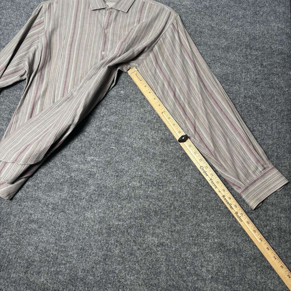 Ruff Hewn Button Down Shirt Men's L‎ Classic Fit Tan Striped Cotton NPL 16/16.5 - Picture 14 of 16
